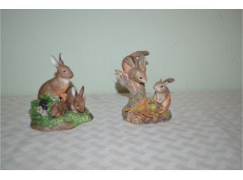 (#12) Fine Porcelain (2)  Chipmunk And Bunny Rabbit