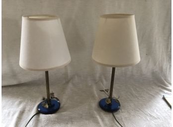 (#122a) Vintage Lamps With Porcelain Roses And Leaves:  Check Description