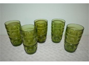 (#77) Green Glass Tumbler 5.5'H