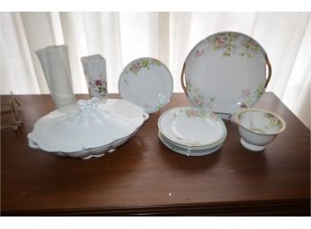 (#37) Nippon Plates (6), Nippon Gravy, Japan Vase, Covered Casserole....small Chip (see Details)