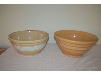 (#73) Ceramic Pottery Bread Bowls 14'R And 15'R