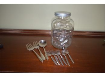 (#2) Glass Jar And Serving Pieces With Cake Forks