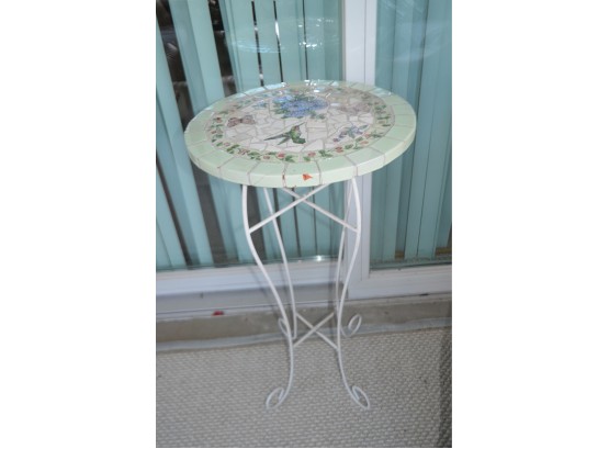 Metal Base Terra Cotta Side Accent Table