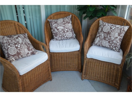 Pottery Barn Wicker Indoor Chairs (3)