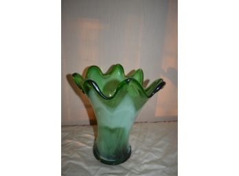 (#35) Green Glass Vase 10.5'H