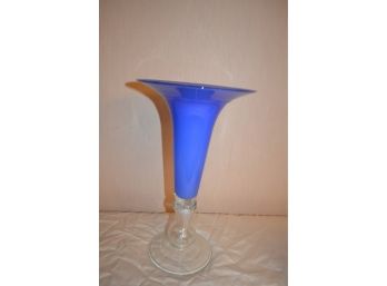 (#38) Blue Fluted Pedestal Vase