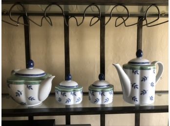 (#101) Villeroy & Boch Switch 3 Tea Pot (2) And Sugar Bowl With Lid (2)