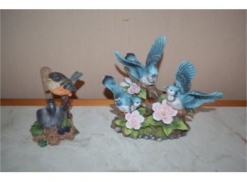 (#10) Resin Wellington Birds And Ceramic Bird