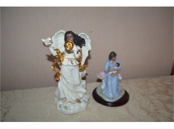 (#54B) Porcelain Musical Angel And Avon Figurine