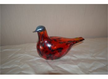 (#17) Iittala Glass Bird Orange Red