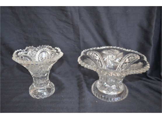 (#55) Cut Glass Crystal Vases (2) 8.5' Other 6'
