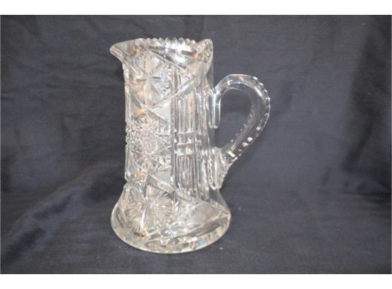(#53) Vintage American Brilliant Cut Glass Crystal Pitcher 8.5'H - See Details