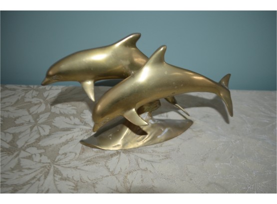 (#5) Brass Dolphin Statue