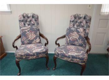 Beautiful Side Accent High Back Chairs Nail Head Trim (2)
