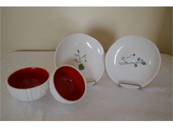 (#51) Serving 4 Plate And Bowls (2)