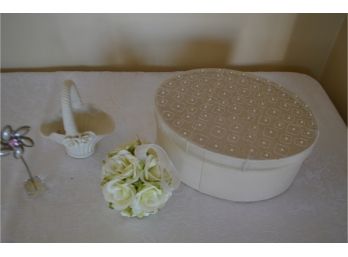 (#57) Decorative Box With Small Porcelain Decor