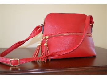 (#122) Red Shoulder Faux Leather Handbag