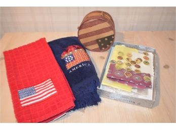 (#153) Patriot Flag Hand Towels, Box