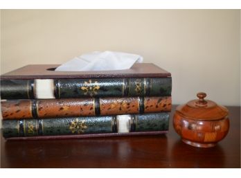 (#114) Wood Tissue Book Box And Trinket Box