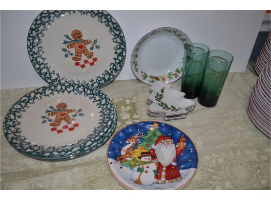 Christmas Plates And Glasses