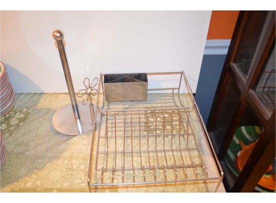 Kitchen Dish Drying Rack And Paper Towel Holder