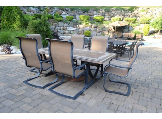 Outdoor Cast Aluminum Tile Top Slide Back Chairs NO Rips