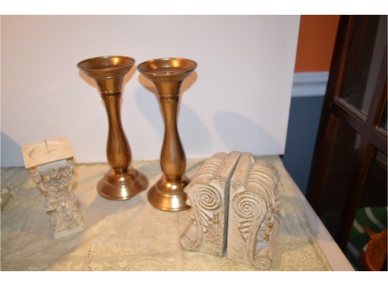 Candle Stick Holder And Book Ends