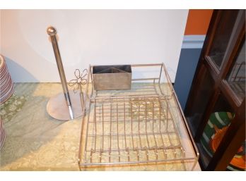Kitchen Dish Drying Rack And Paper Towel Holder
