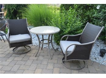 Bistro Table 30' And  2 Swivel Chairs