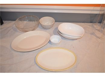 Homer Laughlin Platers And Assortment Of Serving Platers And Bowl