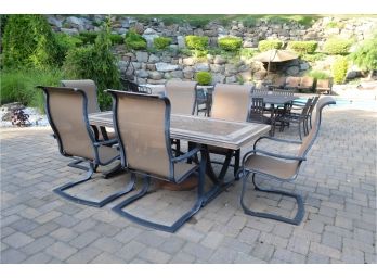 Outdoor Cast Aluminum Tile Top Slide Back Chairs NO Rips