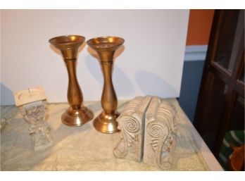 Candle Stick Holder And Book Ends
