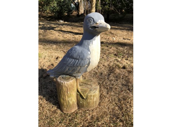 (#41) Cement Perched Seagull  Garden Statue  - 7' (w) X 18' (T)