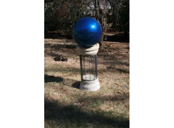 (#93) Gazing Ball On Resin  & Metal Pedestal