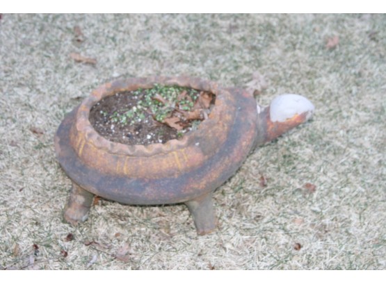 (#56) Terra-cotta Turtle Planter  - Leg  Is Broken - See Phots's
