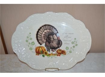 (#8) Lenox Turkey Plater 16 X 12 'May The Bounty Of The Season Fill Your Heart And Home'