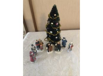 (#69)  Department 56 Figures &  Other Figures  With Tree