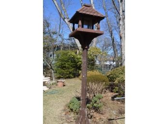 Wooden Bird House On Stand - Stand Not So Great - Bird House Good - See Details