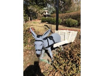 (#31)  Vintage Cement Garden Donkey & Wagon Planter Statue- See Description