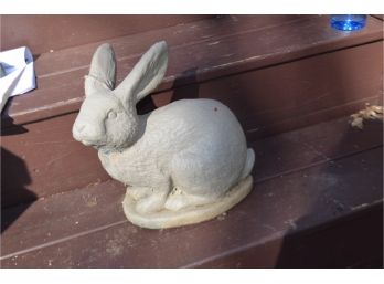(#140) Cement Bunny (painted) Ear Was Repaired By Homeowner