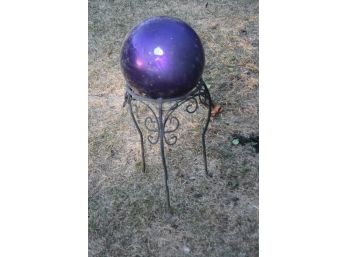 (#60) Gazing Garden Globe  With Metal Stand - 11' (w) X 29' (Tall)