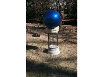 (#93) Gazing Ball On Resin  & Metal Pedestal