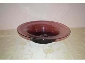 Dark Purple Decorative Glass Bowl 16.5'Outside Round- See Details