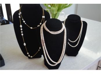 (#2) Pearl Costume Necklaces (4)