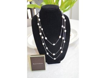 (#4) Ross & Simons White / Grey Pearl Silver Chain New With Box