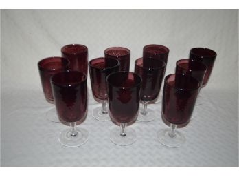 (#39) Beautiful Deep Lavender Goblet Glasses (11) 7'H