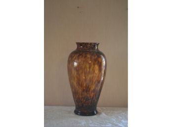 (#10) Brown Glass Vase (2 Small Chips On Top Rim)