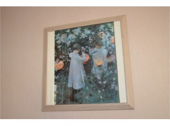 (#67) Framed Print Picture - Girls With Lantern 22 X 22