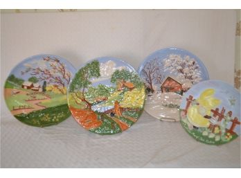 (#52) Home Made Ceramic Plates (4) 13'
