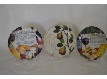 (#93) Fruit Design Plates (3)